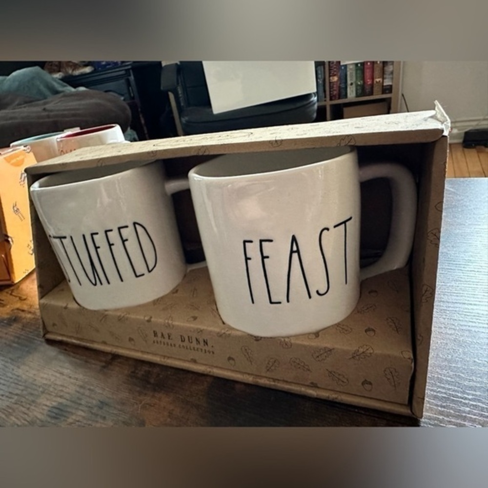 Rae Dunn Mug Set Stuffed and Feast